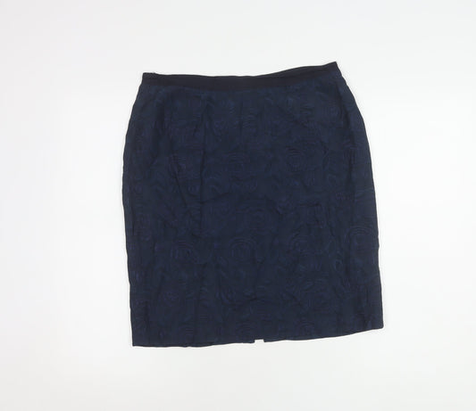 Jigsaw Women's Blue Silk Blend Floral Pencil Skirt
