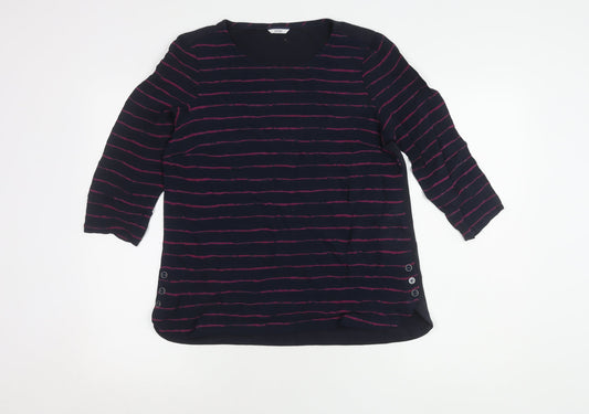 Dash Women's Blue Striped Blouse, Size 12, 3/4 Sleeve