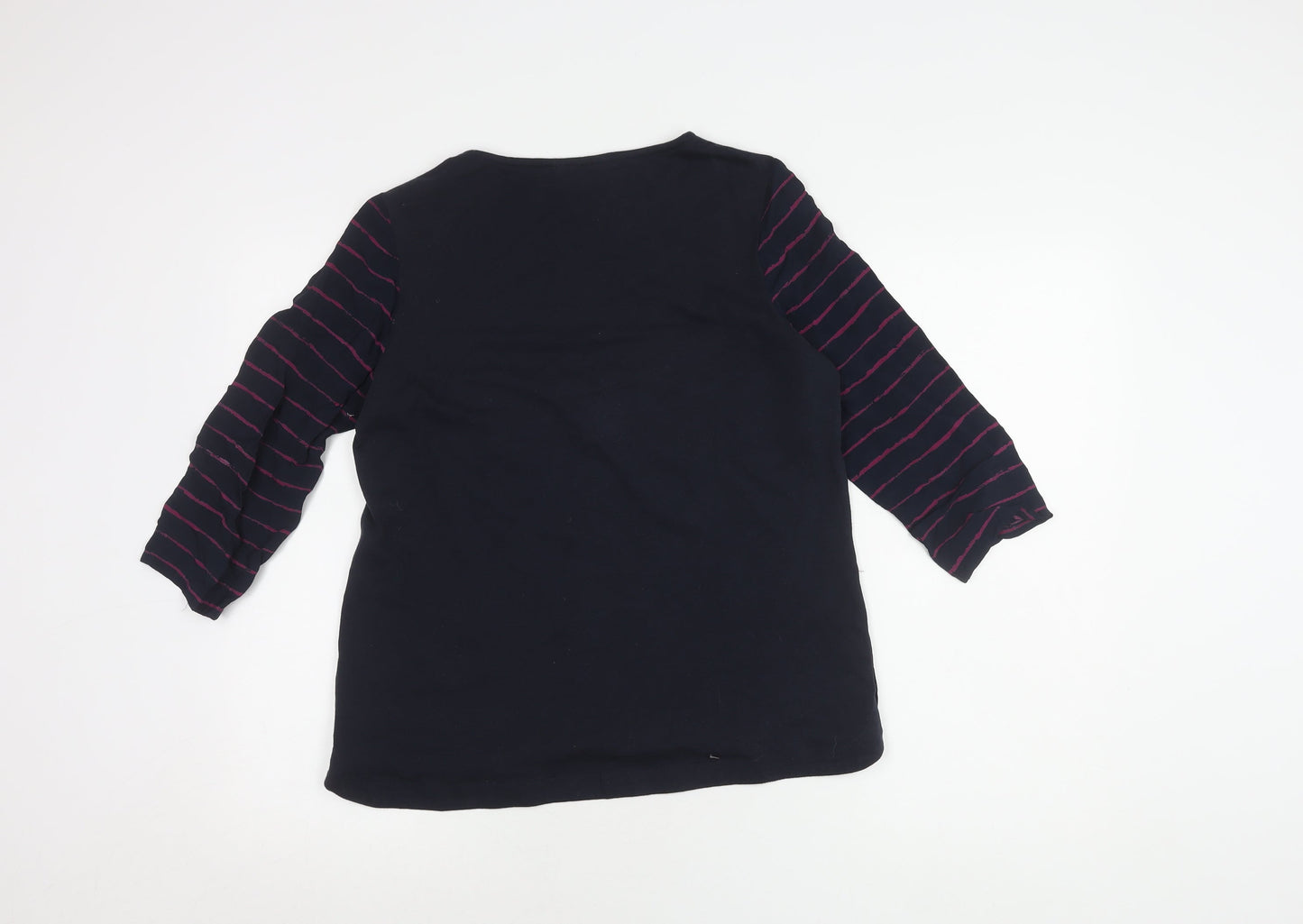 Dash Women's Blue Striped Blouse, Size 12, 3/4 Sleeve