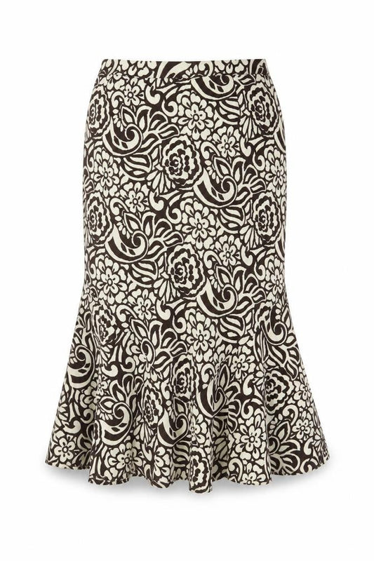 Eastex Women's Brown Floral Lined Zip Skirt - Size 12
