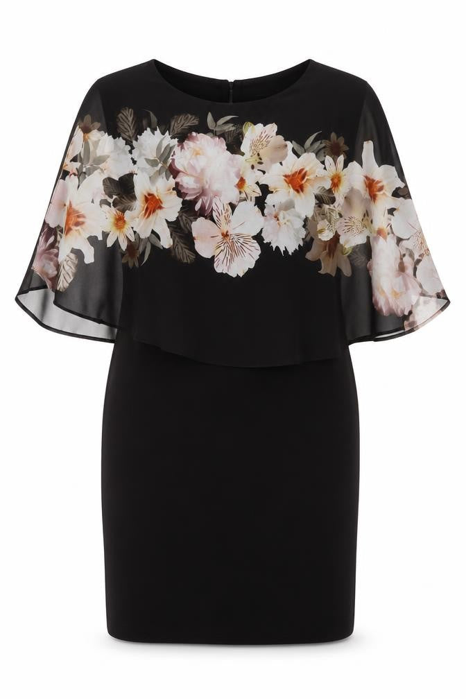 Wallis Petites Women's Black Floral Knee Length Dress