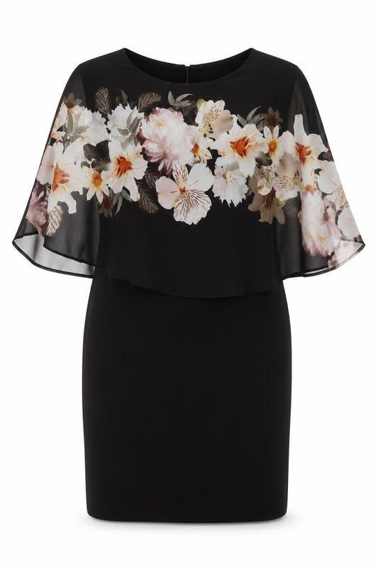 Wallis Petites Women's Black Floral Knee Length Dress