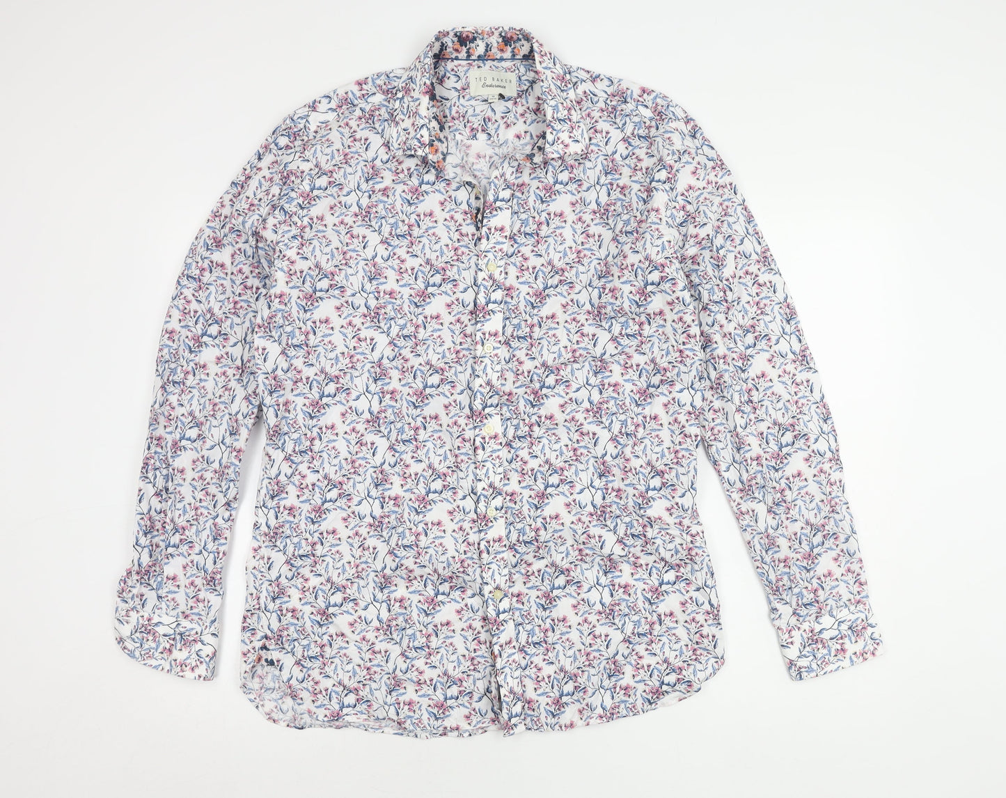 Ted Baker Men's Multicoloured Floral Button-Up Shirt, Size 16