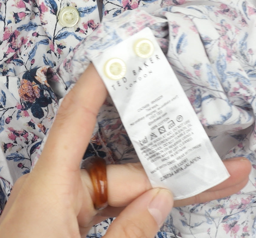 Ted Baker Men's Multicoloured Floral Button-Up Shirt, Size 16