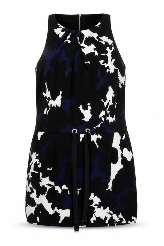 Mint Velvet Women's Black/White Abstract Dress, Size 18