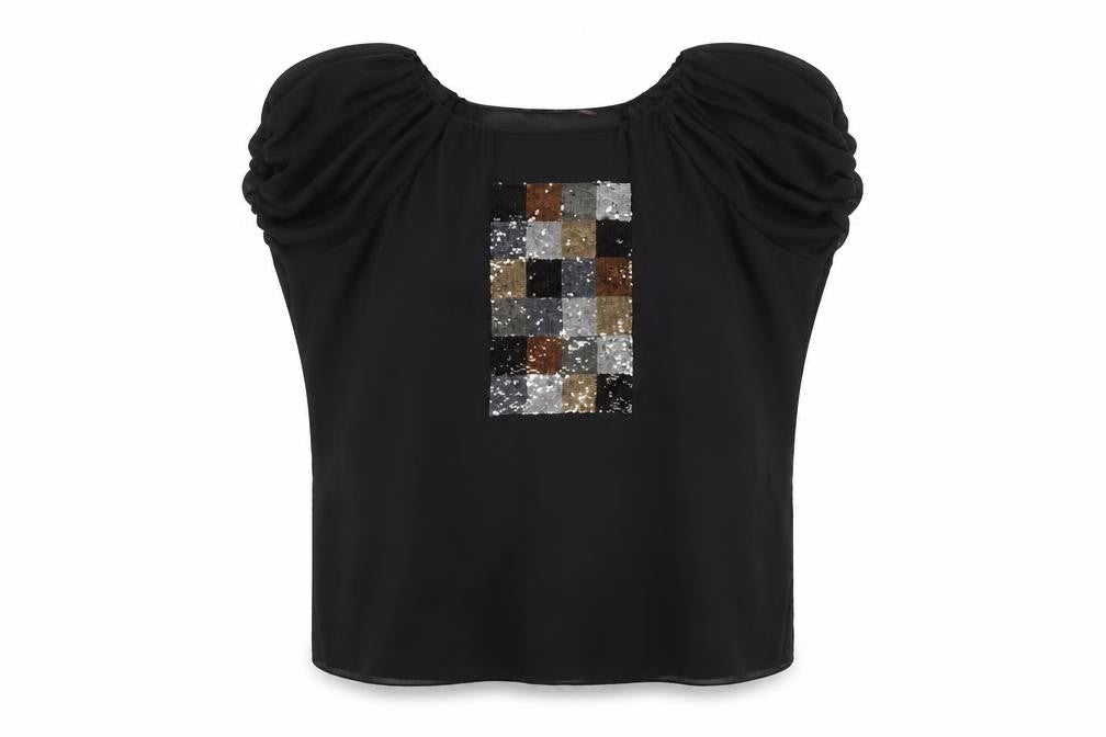 Ted Baker Women's Black Sequin Blouse, Size 10, Party-Ready