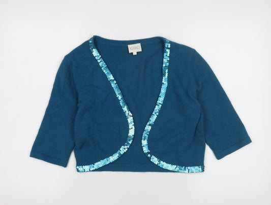 Kaliko Women's Blue Sequin Shrug, Size 16