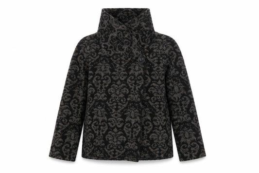 Tahari Women's Black Geometric Hooded Jacket L