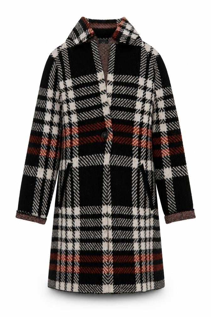 Tahari Women's Multicoloured Check Coat L