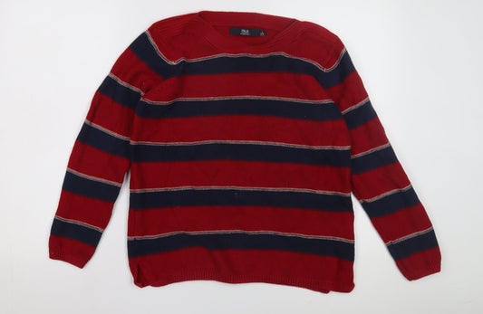 ISLE Women's Red Striped Pullover Jumper Size L