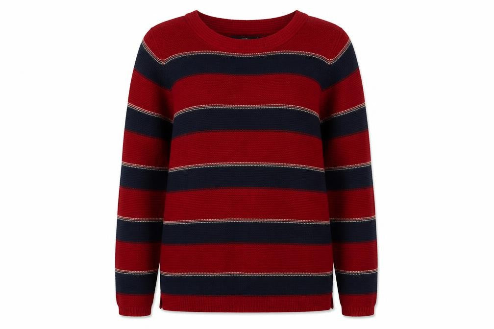ISLE Women's Red Striped Pullover Jumper Size L