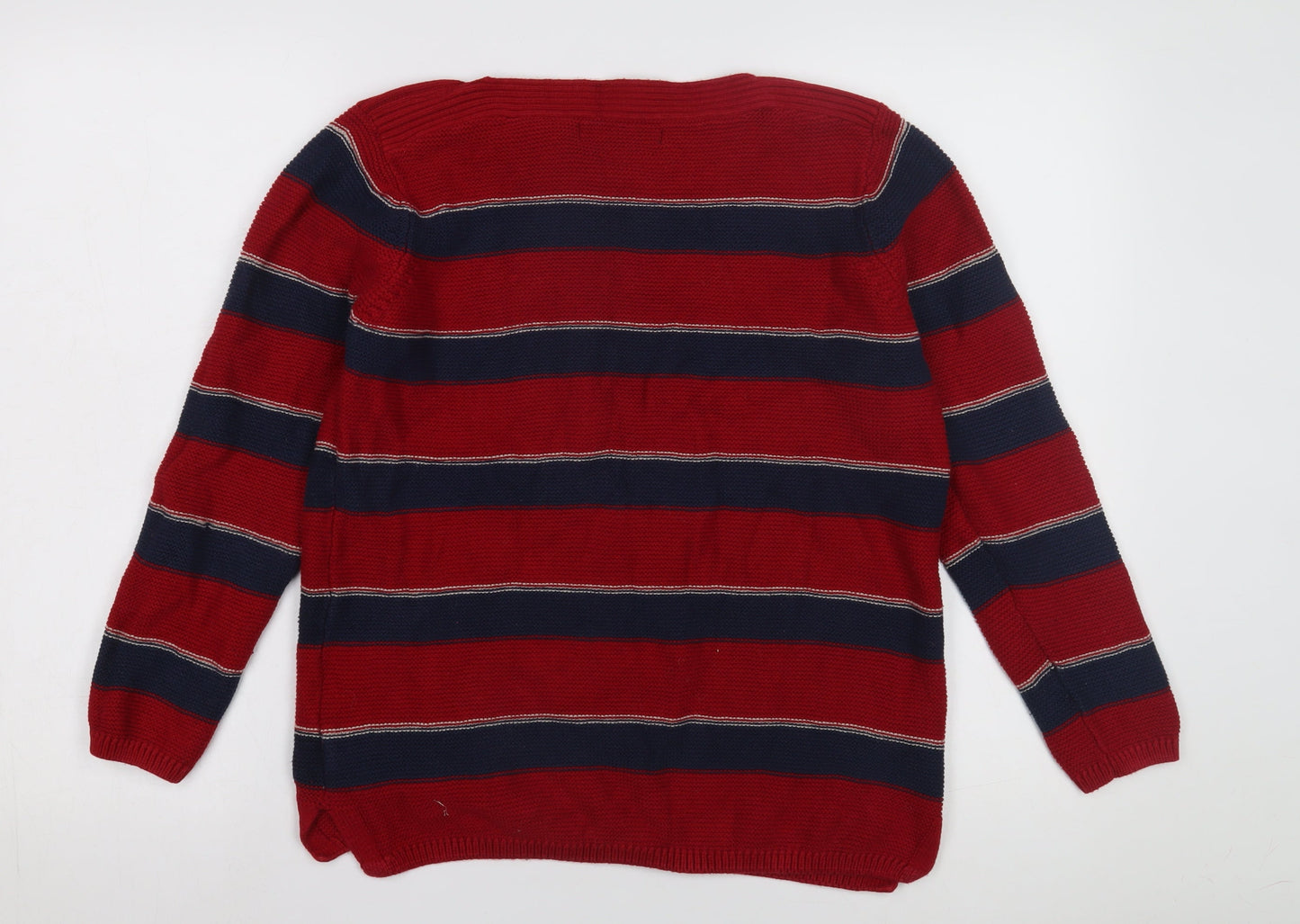 ISLE Women's Red Striped Pullover Jumper Size L