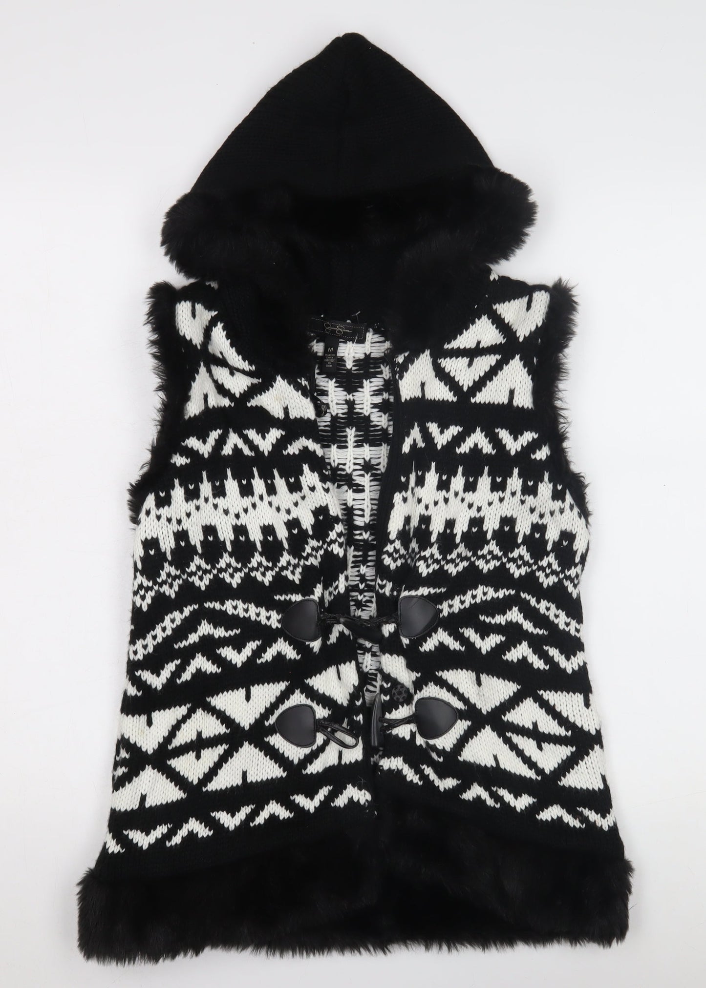 Jessica Simpson Women's Black Hooded Vest in M