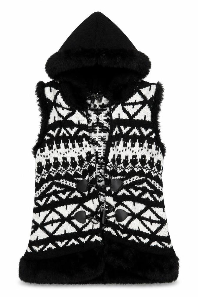 Jessica Simpson Women's Black Hooded Vest in M