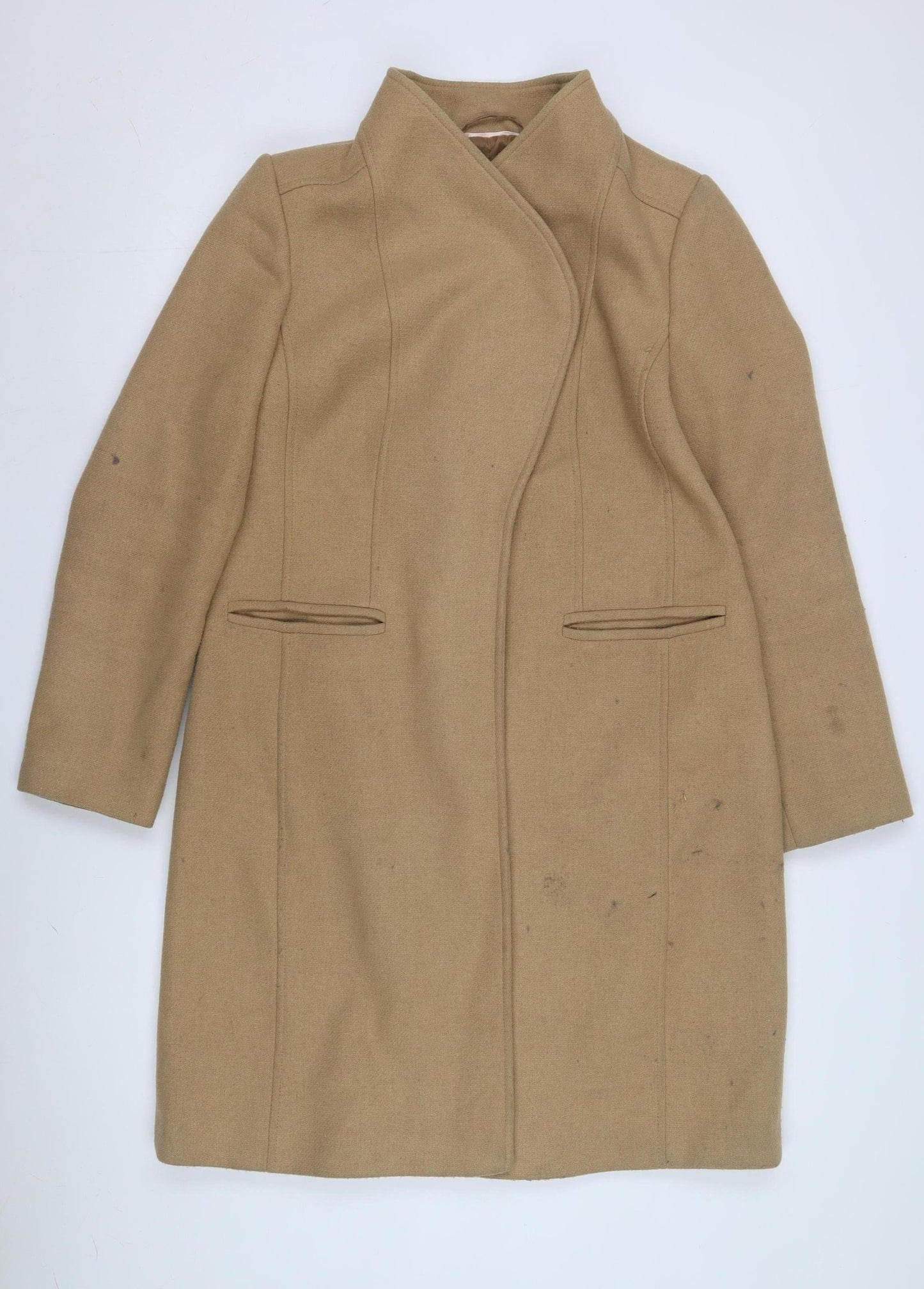 Monsoon Women’s Beige Wool Blend Coat Size 10 Warm & Stylish
