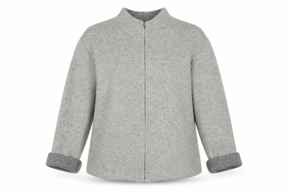 Aberdeen Women Grey Wool Knit Jacket Size 16 Casual