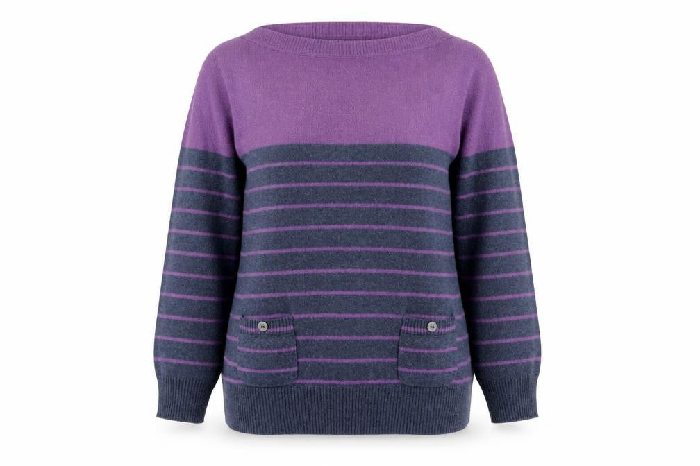 Mantaray Women's Purple Striped Jumper Size 12