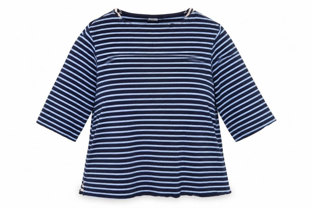 Cotton Traders Women's Blue Striped T-Shirt