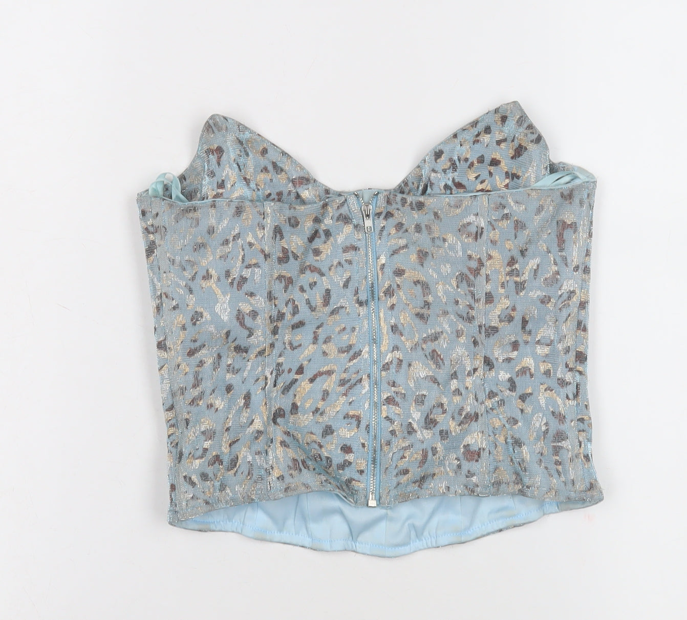 PrettyLittleThing Women Blue Animal Print Crop Top