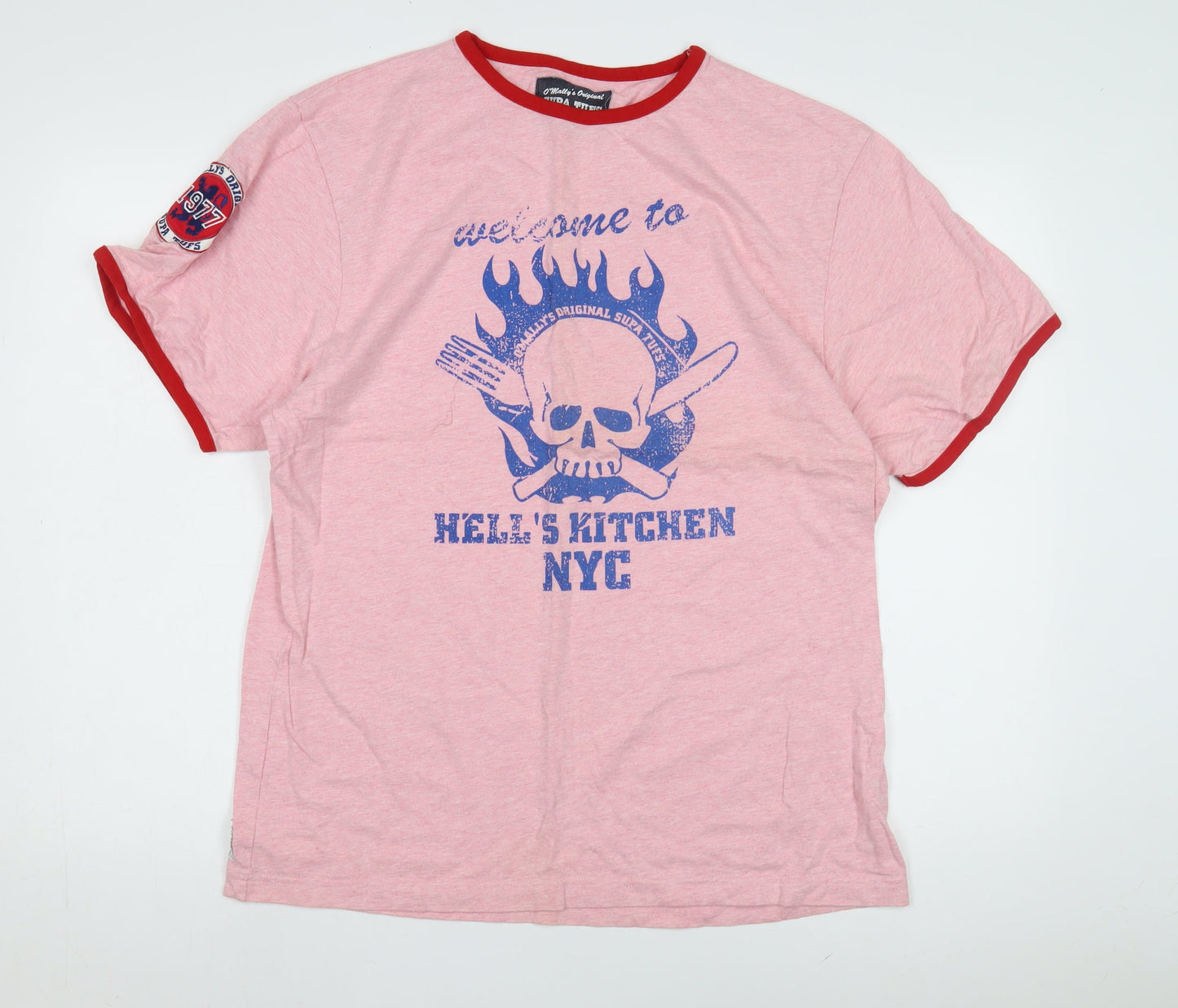 O'Mally's Original Men's Pink Skull T-Shirt, Size L