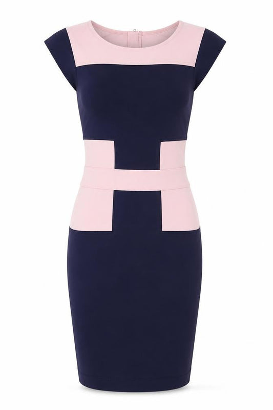 French Connection Women's Pink Blue Bodycon Knee Dress