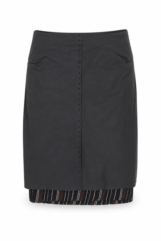 Hood Women's Black Cotton Pencil Skirt XS - Striped Casual
