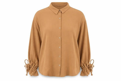 Boohoo Women's Brown Button-Up Blouse Size 16