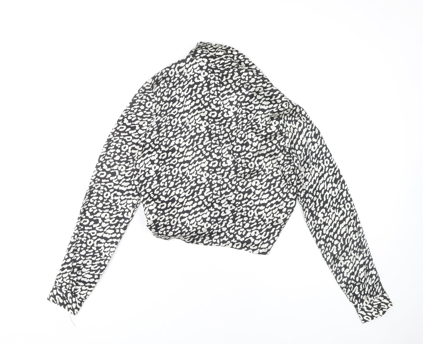 PrettyLittleThing Women's Black Animal Print Wrap Blouse Size 6
