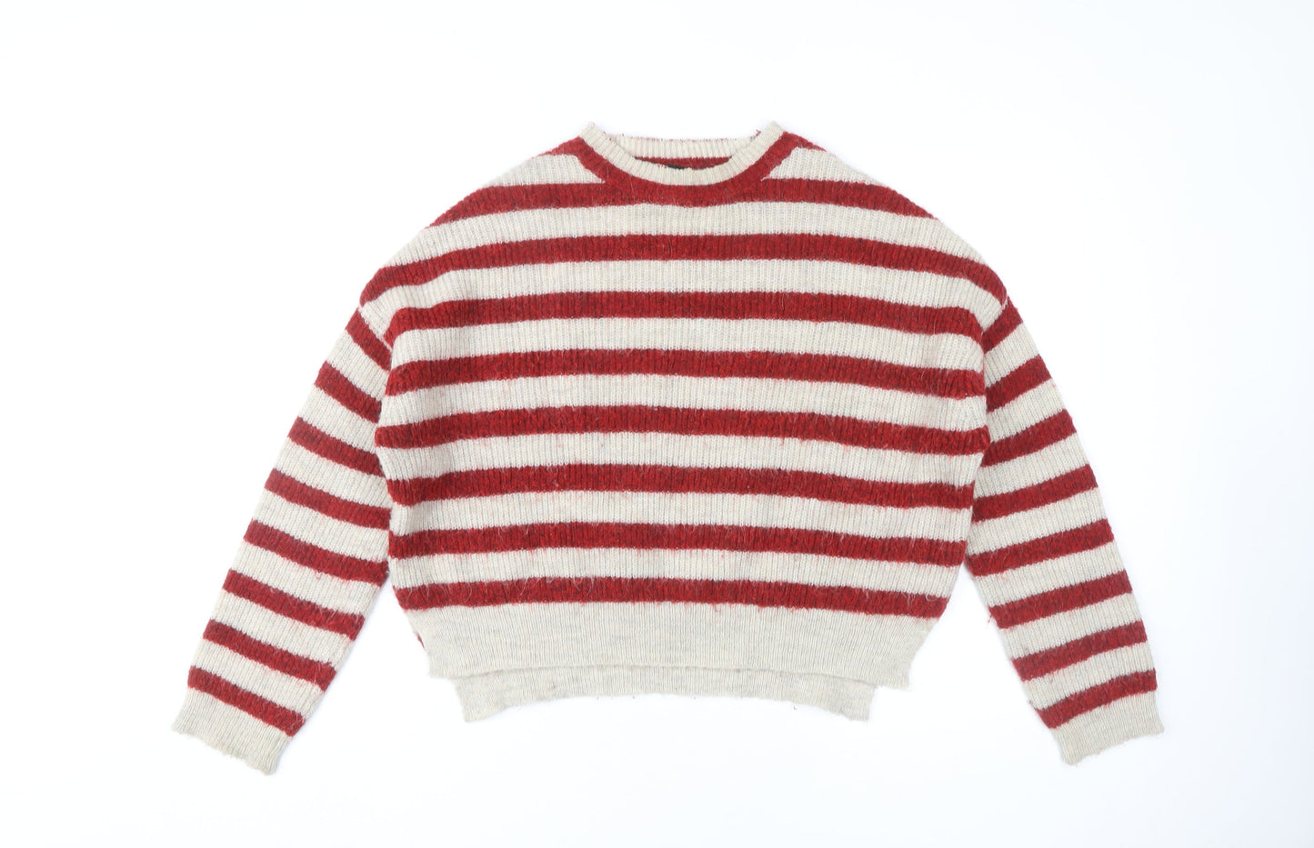 Zara Women's Red Striped Pullover Jumper M