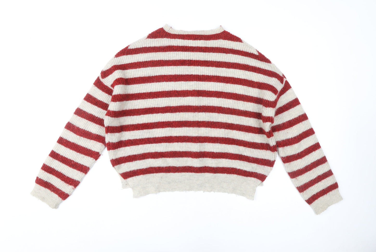 Zara Women's Red Striped Pullover Jumper M