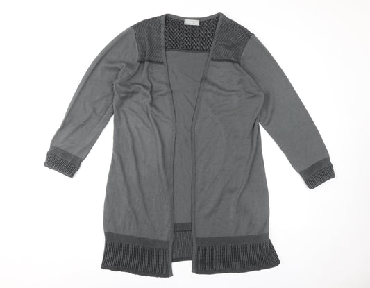 Per Una Women's Grey Open Front Cardigan, Size 16, Casual Style