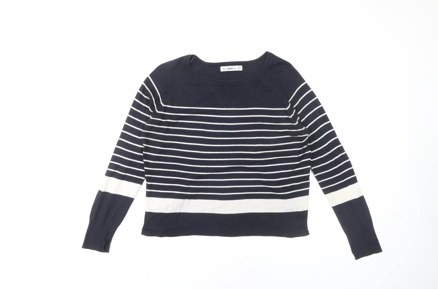 Zara Women's Blue Striped Pullover Jumper Size 8