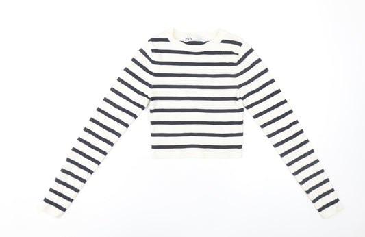 Zara Women's Striped Cropped T-Shirt S