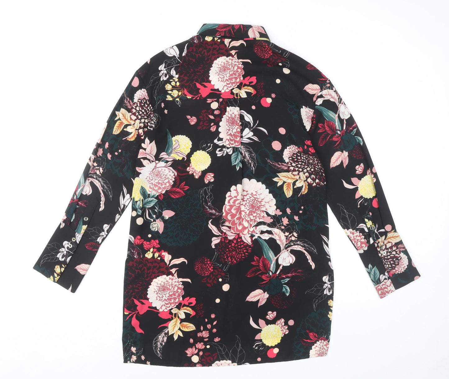 Marks and Spencer Floral Shirt Dress Black Size 8