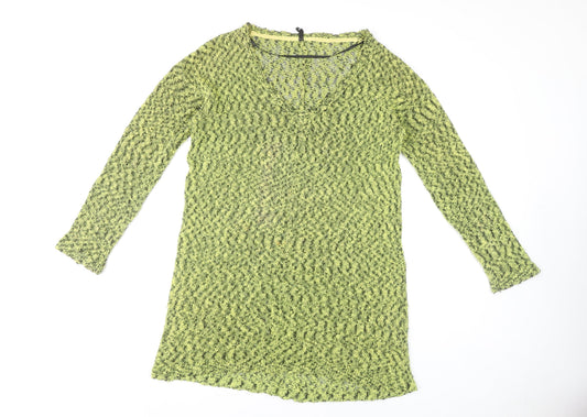 Staple Women's Green Open-Knit Pullover Jumper Size 12