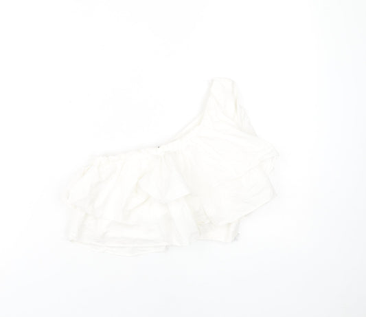 Zara Women's White Cropped Blouse XS One Shoulder