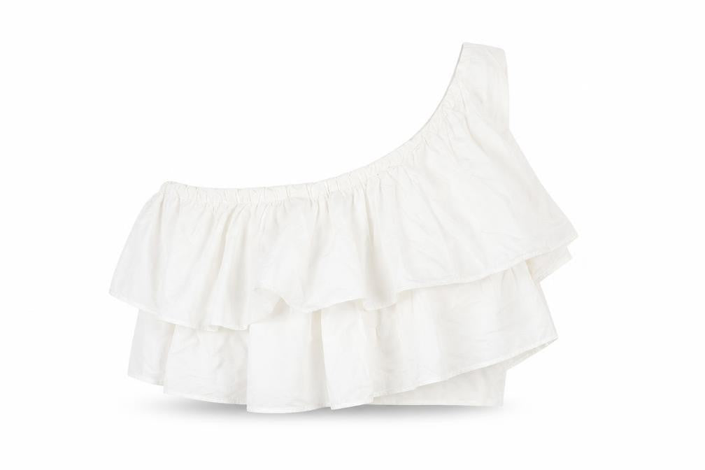 Zara Women's White Cropped Blouse XS One Shoulder