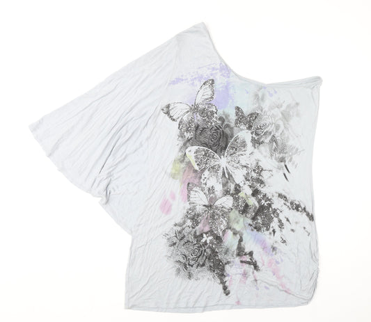 Next Women's Grey Asymmetrical Top 18 Butterfly Sequin