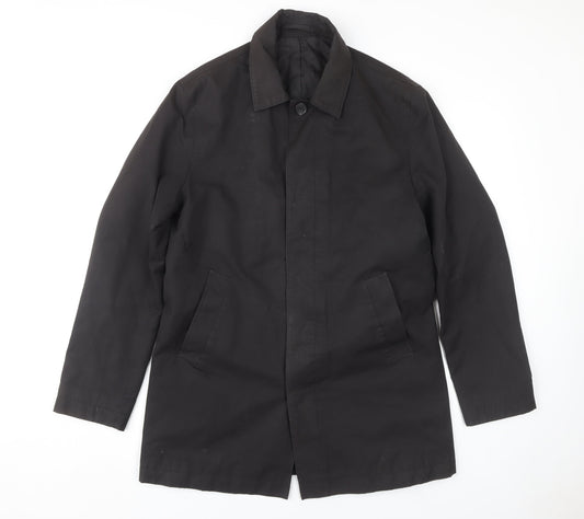 Next Men's Black Mid-Length Overcoat, M