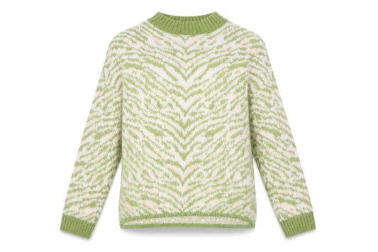 Topshop Women's Green Animal Print Jumper, Size S