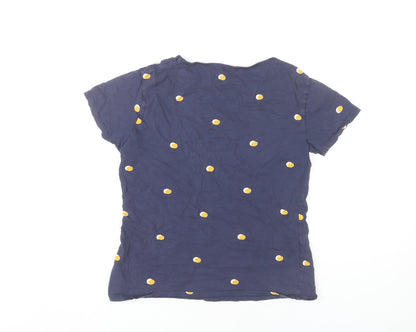 Mango Women's Blue Polka Dot T-Shirt, Size M, Cotton