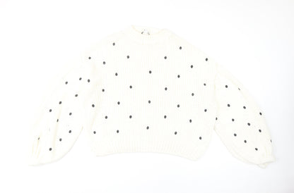 Topshop Women's White Polka Dot Jumper M