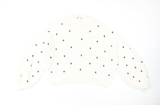 Topshop Women's White Polka Dot Jumper M