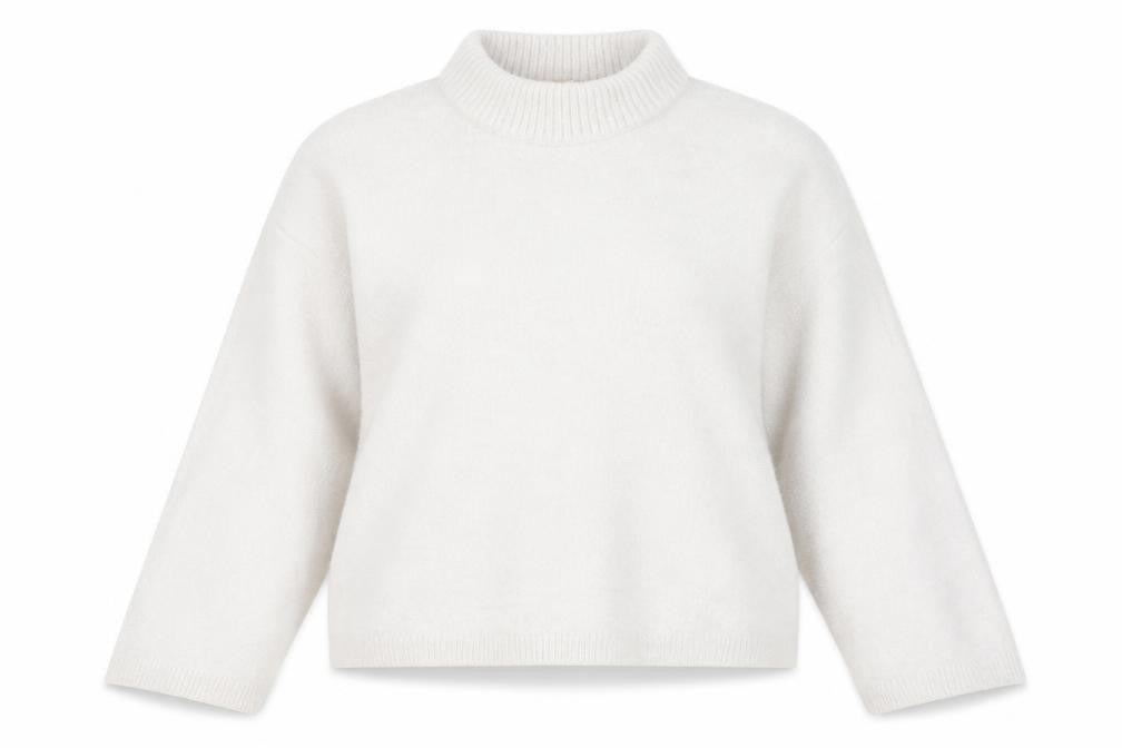 H&M Women's Ivory Crew Neck Wool Blend Pullover, Size S