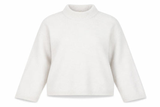 H&M Women's Ivory Crew Neck Wool Blend Pullover, Size S