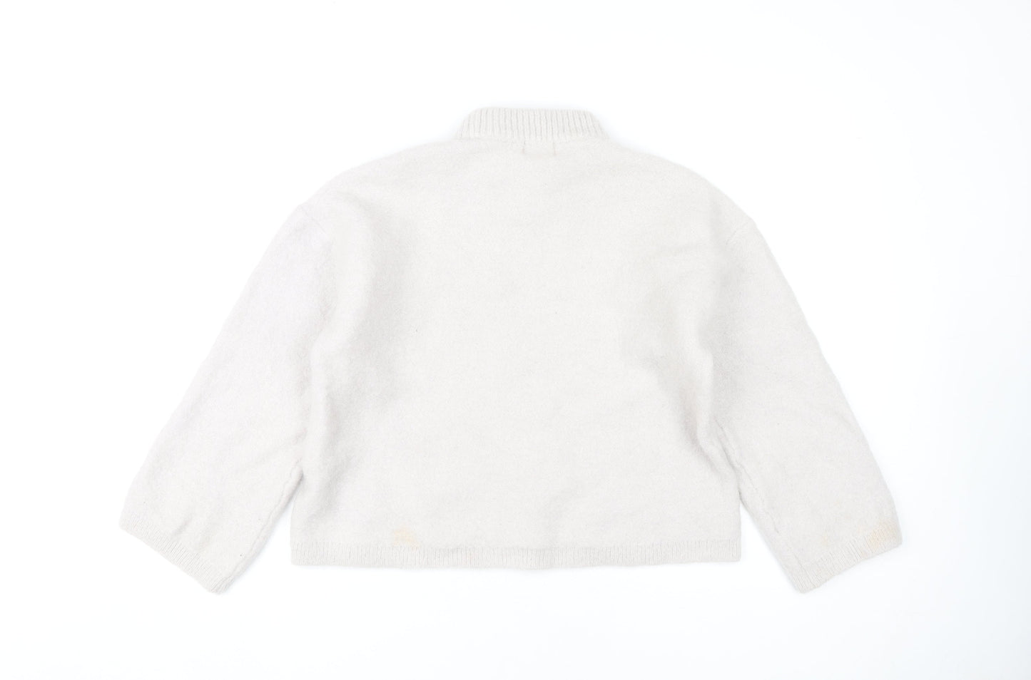 H&M Women's Ivory Crew Neck Wool Blend Pullover, Size S