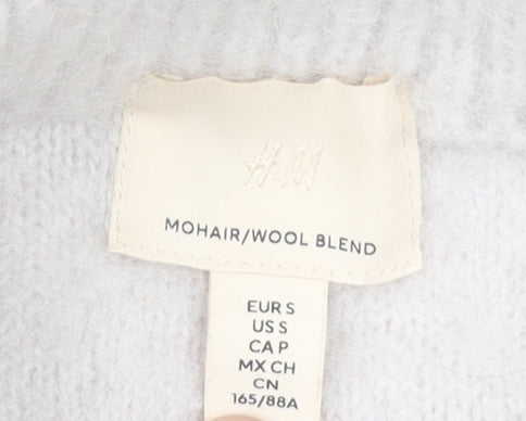 H&M Women's Ivory Crew Neck Wool Blend Pullover, Size S