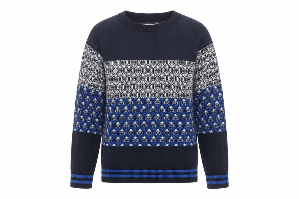 Next Women's Blue Geometric Knit Pullover Jumper Size 16