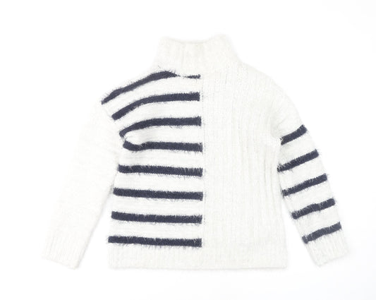 Marks and Spencer Women's White Striped Pullover XS
