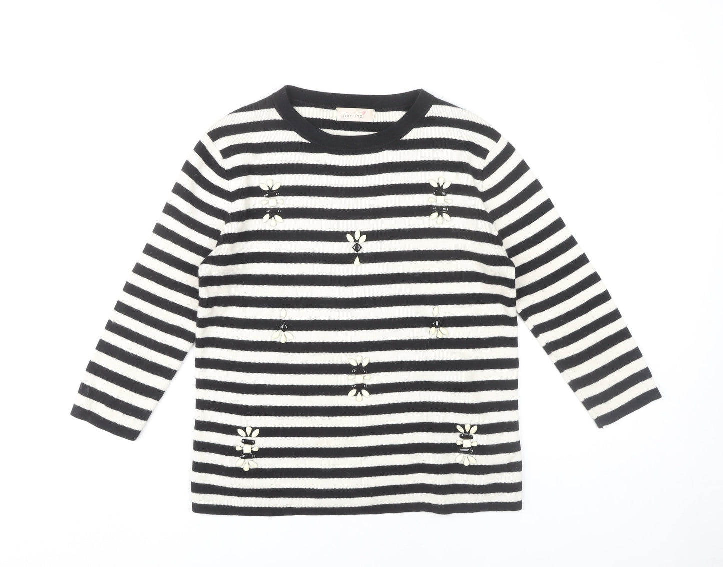 Marks and Spencer Women's Black Striped Pullover Jumper